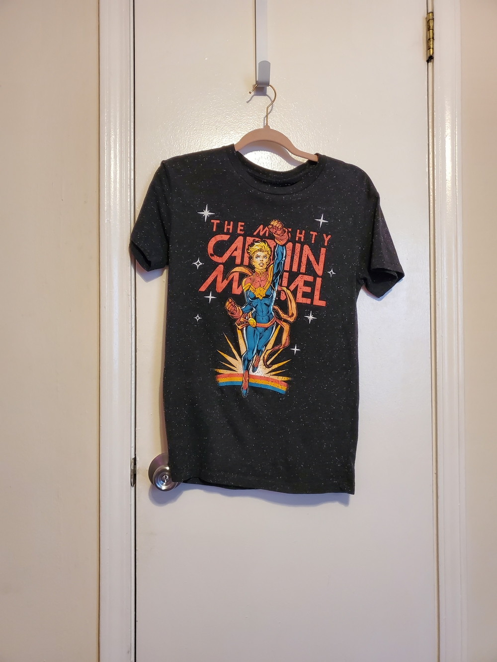 Marvel Mrs. Captain America Marvel Graphic Tee - Black with Red & Yellow Print